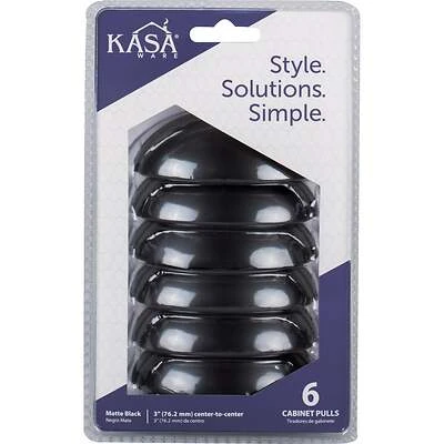 KasaWare K3833MB-6 Cabinet Cup Pull, 3-11/16 in L Handle, 1-5/16 in Projection, Zinc, Matte Black