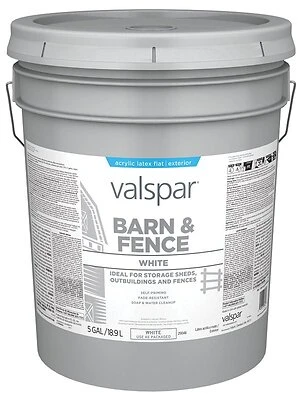 5 Gallon Latex Paint & Primer In One Flat Barn & Fence Paint, White