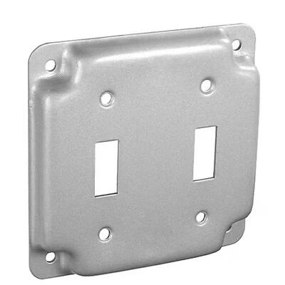 Southwire G1936-UPC 2-Toggle Switch Square Device Cover, 4 x 4 In., Steel