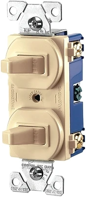 Pass & Seymour 690IGCC6 Double Combination Toggle Switch, 15A, Ivory