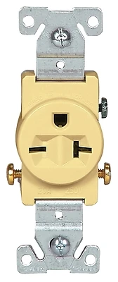 Eaton 1876V-BOX 20A Single Receptacle, 2-Pole, Ivory