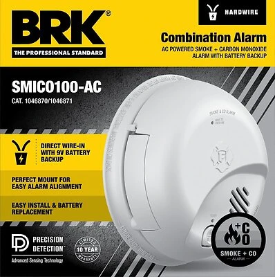 First Alert BRK SC9120B Smoke & CO Alarm, Hardwired with Battery Backup