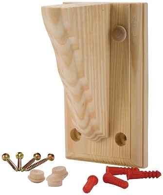 6 In. D. X 9 In. H. Natural Wood Shelf Bracket With Backplate
