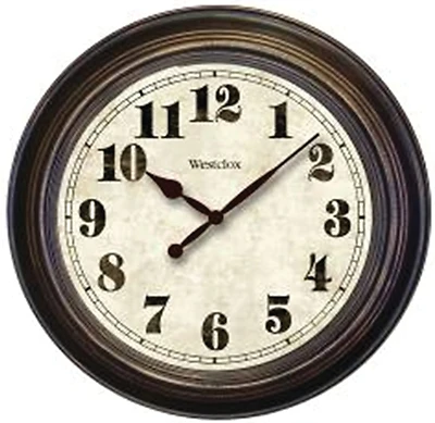 Westclox 32213 Wall Clock, Round, Analog, Brown Frame, 24 In