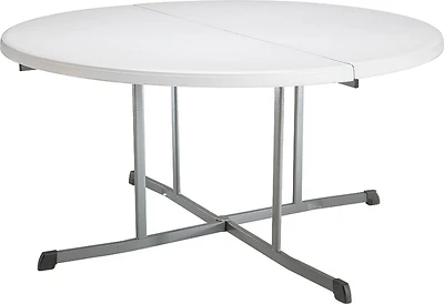 5 Ft. White Granite Round Commercial Folding Table With Steel Frame