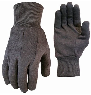 103498 Cotton Jersey Gloves, Brown - Large - Pack of 3