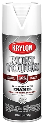 Rust Tough 12 Oz. Satin Alkyd Enamel Spray Paint - White, Anti-rust Technology