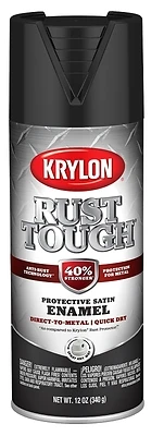 Rust Tough 12 Oz. Satin Alkyd Enamel Spray Paint - Black, Anti-rust Technology