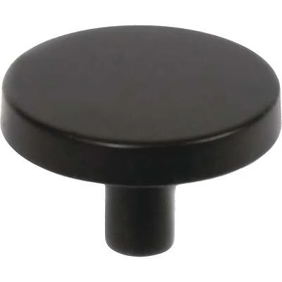 Tech Round 1-1/4 Inch Diameter Matte Black Cabinet Knob With Mounting Hardware