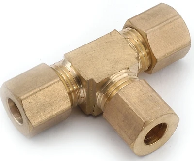 7/8 In. Compression Brass Tee Fitting - 3-way Connection