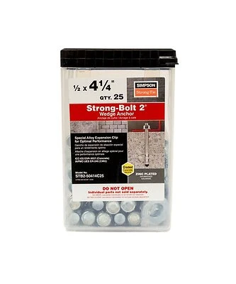 Strong-Bolt Wedge Anchor, 1/2 x 4-1/4 In., 25-Pk.