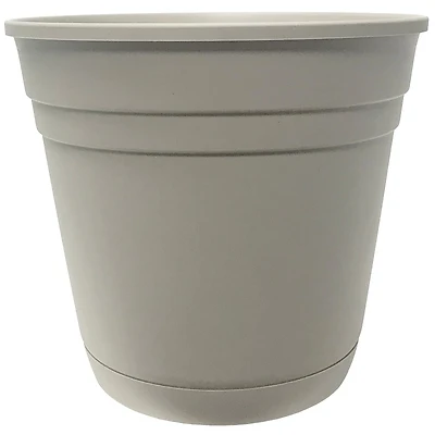 Southern Patio RN1207TA Riverland Planter With Saucer, Taupe Resin, 12 In.