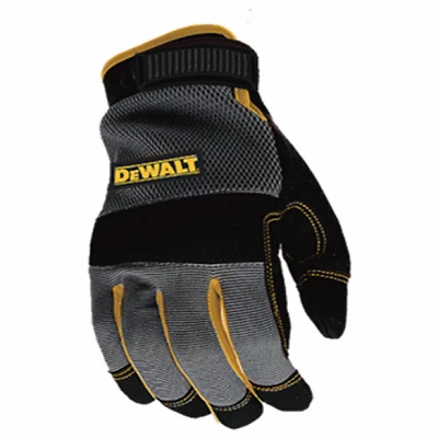 Work Gloves, Synthetic Leather Palm, Black, Men's L