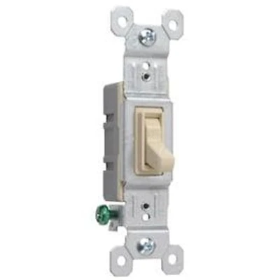 Pass & Seymour Toggle Switch, SP, Grounding, Ivory, 120-Volt, 15-Amp