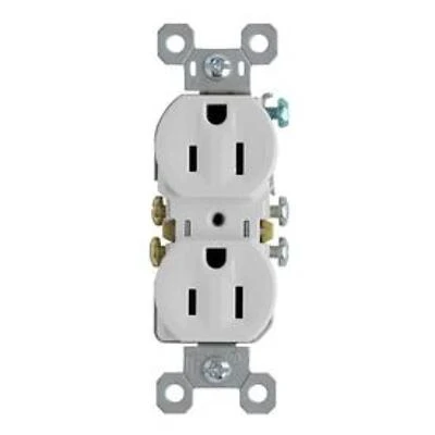 Pass & Seymour Duplex Receptacle Grounding Outlet, 15-Amp 125-Volt , White, 10-Pk.