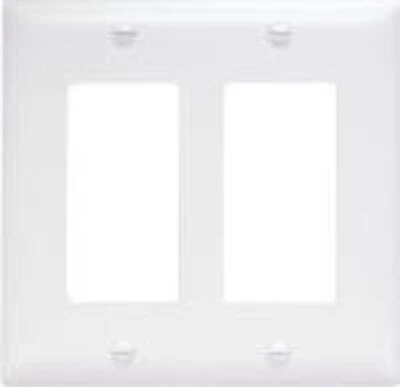 Pass & Seymour 2-Gang Nylon Wall Plate, 2 Decorator Openings, White