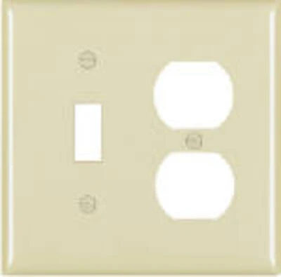 Pass & Seymour 2-Gang Wall Plate, Toggle/Duplex Openings, Nylon, Ivory