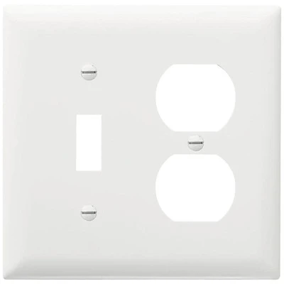 Pass & Seymour 1-Toggle & 1-Duplex Nylon Wall Plate, 2-Gang, White