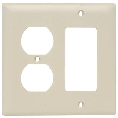 Pass & Seymour Wall Plate, 2-Gang, Decorator & Duplex, Ivory Nylon