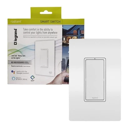 Pass & Seymour Radiant Smart Lighting In-Wall Switch, White
