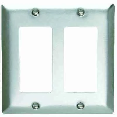 Pass & Seymour Wall Plate, 2-Gang, Stainless Steel