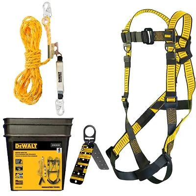 DeWalt DXFP110050 Rooftop Safety Harness Kit, Black & Yellow, 6 Ft Lanyard