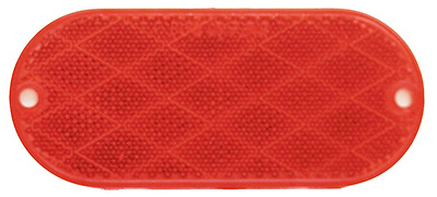 Trailer Reflector, Self Adhesive, Red Oval, 4-3/8 x 1-7/8-In.