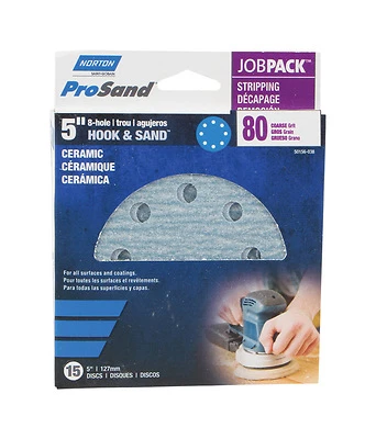 Norton  ProSand  Ceramic  5 in. Sanding Disc  80 Grit 15 pk Coarse  Hook and Loop