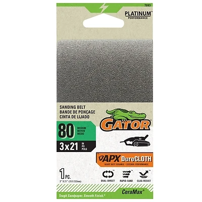 CeraMax Sanding Belts, 80 Grit, 3 x 21 In.