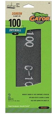 Drywall Sanding Screen, Medium 100-Grit, 4.25 x 11.25-In., 2-Pk.