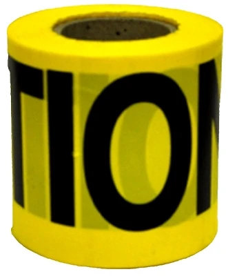 Caution Tape, Weatherproof, Yellow, 3 In. x 300 Ft.