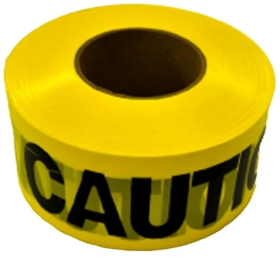 Caution  Barricade Tape, Yellow, Waterproof, 3 In. x 1,000 Ft.
