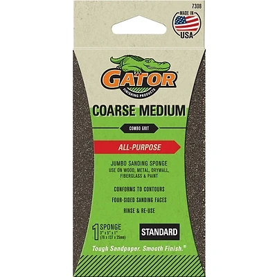 Jumbo Sanding Sponge, Coarse/Medium 36/60-Grit, 3 x 5-In.