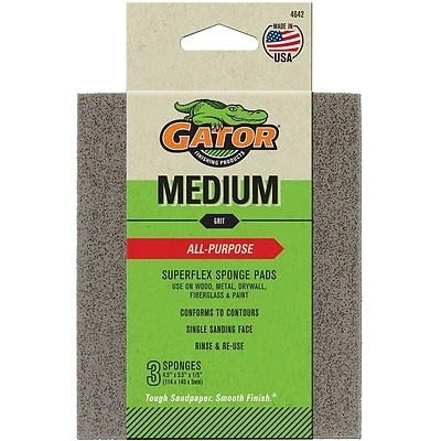 Gator 4642 Sanding Pad, 5-1/2 in L, 4-1/2 in W, 120 Grit, Fine, Aluminum Oxide Abrasive