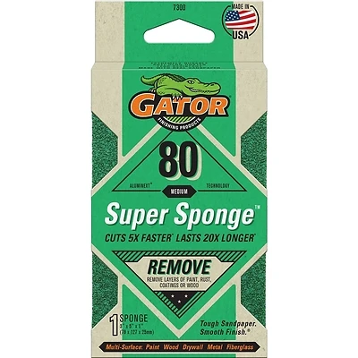 EZ123 Jumbo Sanding Sponge, 80-Grit, 3 x 5 x 1-In.