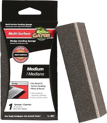 Gator 4637GA Wedge Sanding Sponge, Medium Grit, 5 In. x 2-1/2 In.