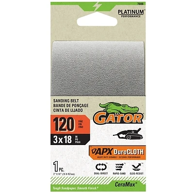 CeraMax Sanding Belts, 20 Grit, 3 x 18 In.