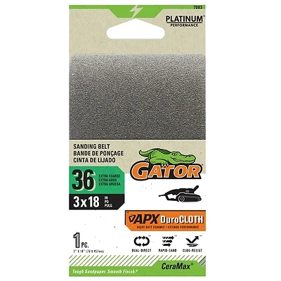 CeraMax Sanding Belts, 36 Grit, 3 x 18 In.