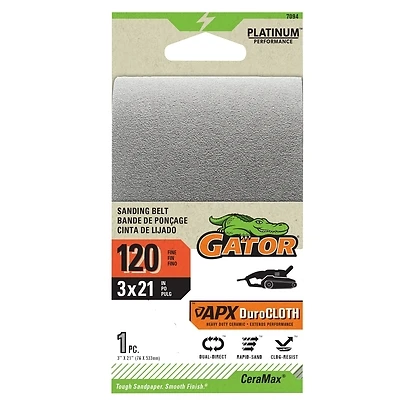 CeraMax Sanding Belts, 120 Grit, 3 x 21 In.
