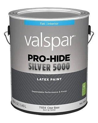 Pro-hide Silver 5000 Latex Flat Interior Wall Paint, Clear Base, 1 Gallon