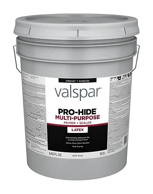 Valspar Pro-hide Waterborne Multi-purpose Primer, White, 5 Gallon For Interior/exterior Use