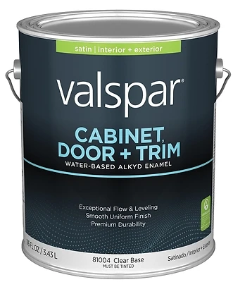 Cabinet Door & Trim Waterborne Alkyd Satin Enamel, Clear Base, 1 Gallon