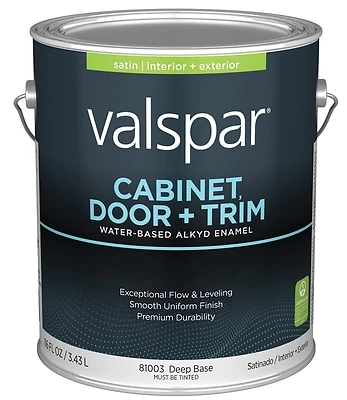Cabinet Door & Trim Waterborne Alkyd Satin Enamel, Deep Base, 1 Gallon