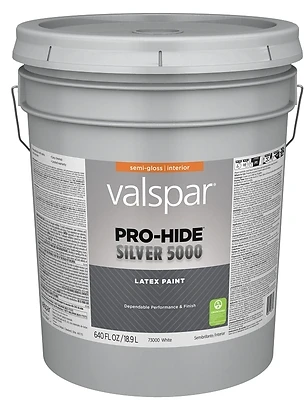Pro-hide Silver 5000 Latex Semi-gloss Interior Wall Paint, White Base, 5 Gallon
