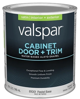 Cabinet Door & Trim Waterborne Alkyd Satin Enamel, Pastel Base, 1 Quart
