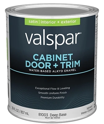 Cabinet Door And Trim Waterborne Alkyd Satin Enamel, Deep Base, 1 Quart
