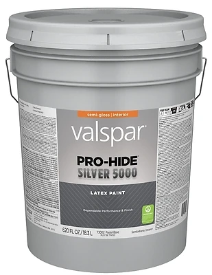 Pro-hide Silver 5000 Latex Semi-gloss Interior Wall Paint, Pastel Base, 5 Gallon