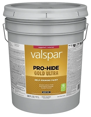 Pro Hide Gold Ultra Zero Voc Latex Eggshell Interior Paint, Clear Base, 5 Gallon