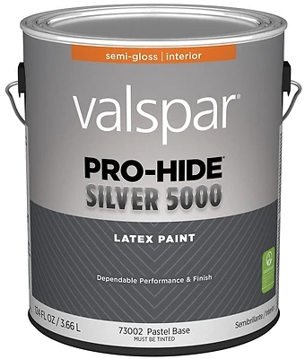 Pro-hide Silver 5000 Latex Semi-gloss Interior Wall Paint, Pastel Base, 1 Gallon