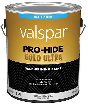 Pro-hide Gold Ultra Latex Exterior Flat Paint, Clear Base, 1 Gallon